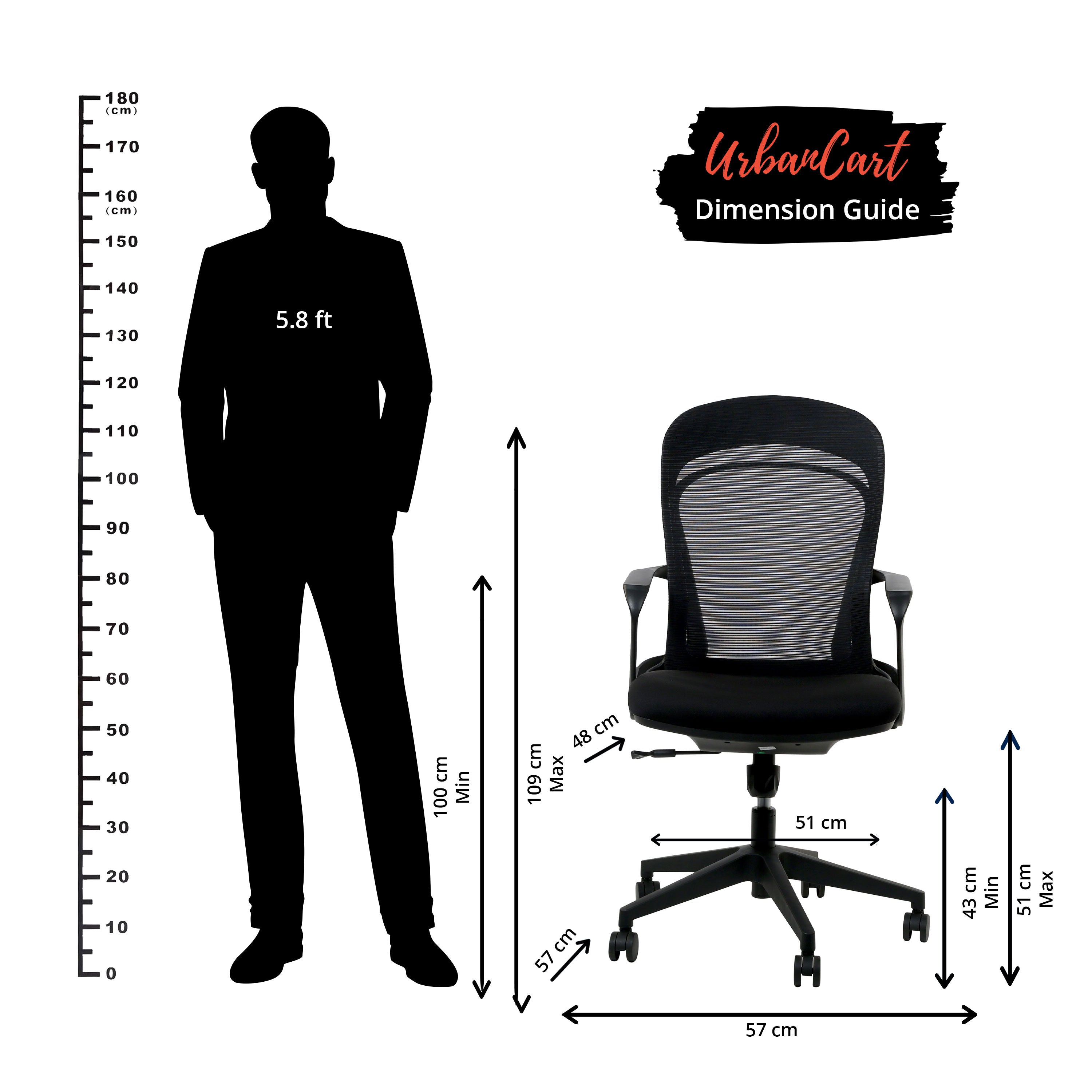 Emilio Armrest Workstation Chair with Nylon Base - Black