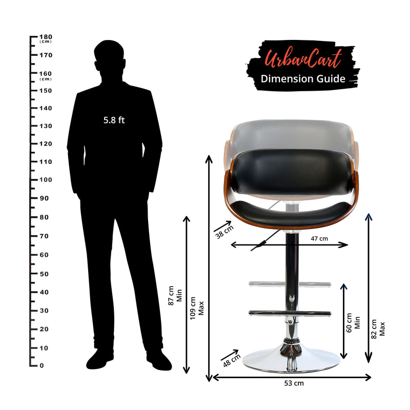 Thor Barstool With Adjustable Height Swivel And Leather Seat With Backrest.