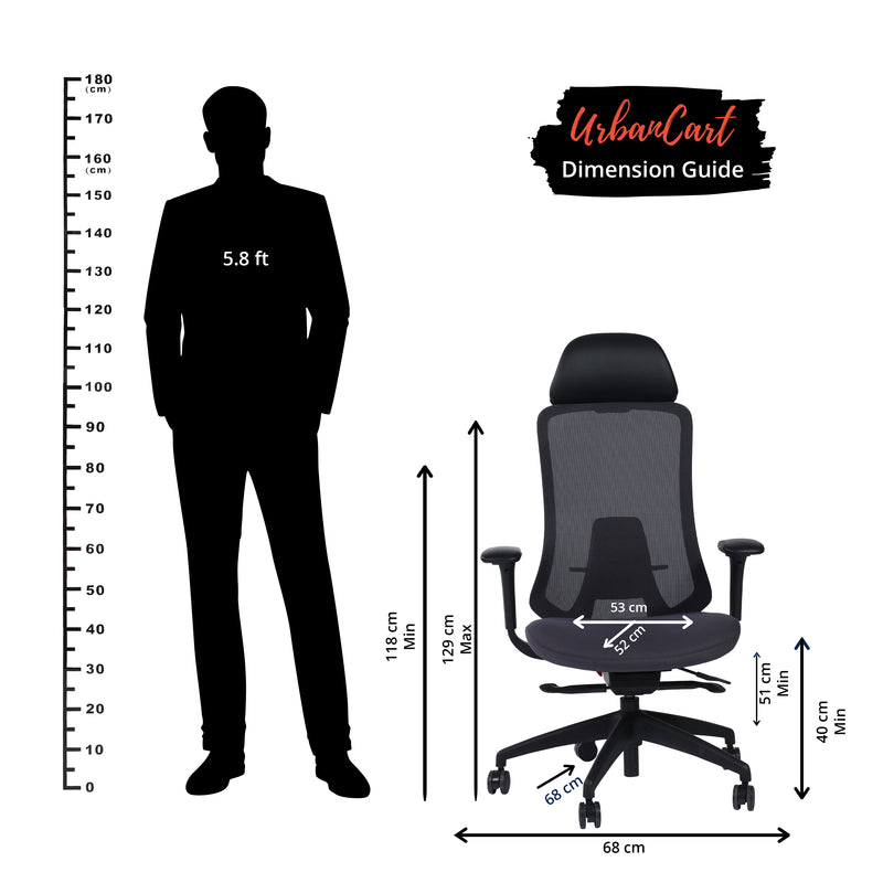 Alfie High Back Aluminium Base Executive Chair - Black