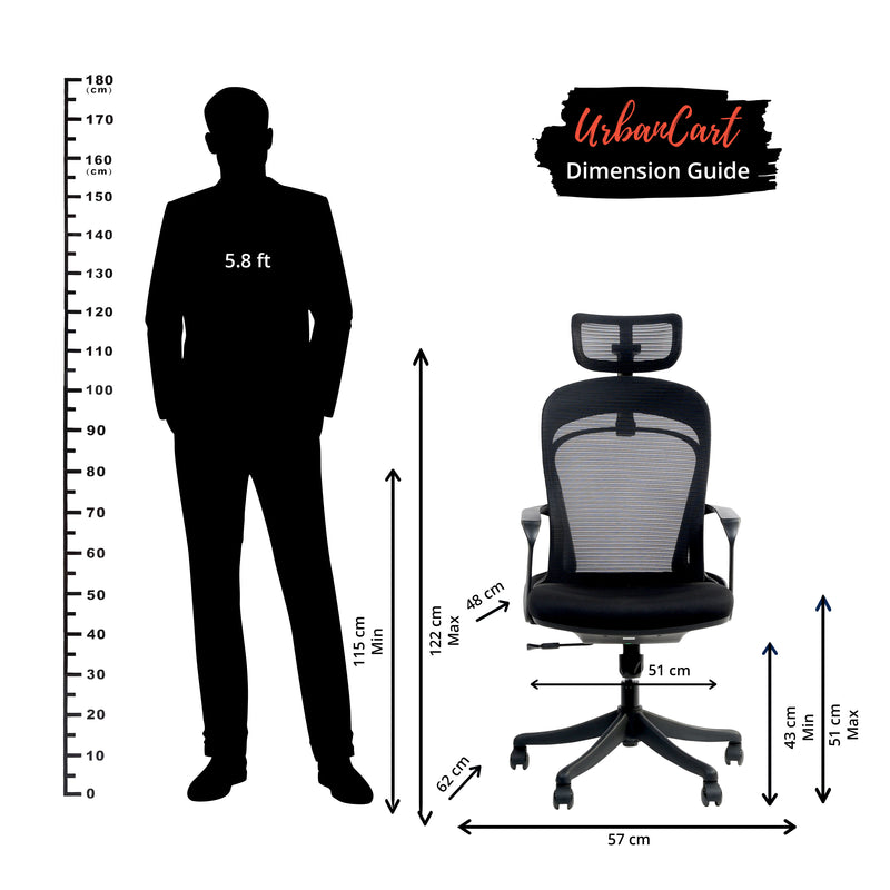 Emilio Executive High Back Office Chair with Nylon Base - Black