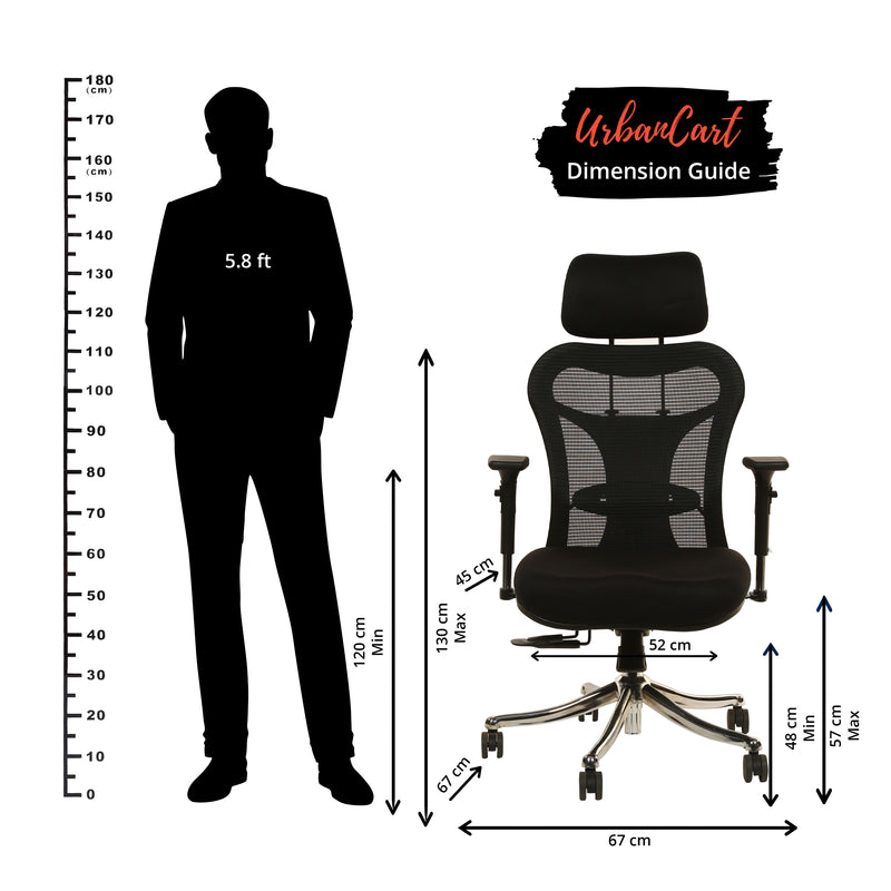 Boston High Back Aluminium Base Executive Chair - Black