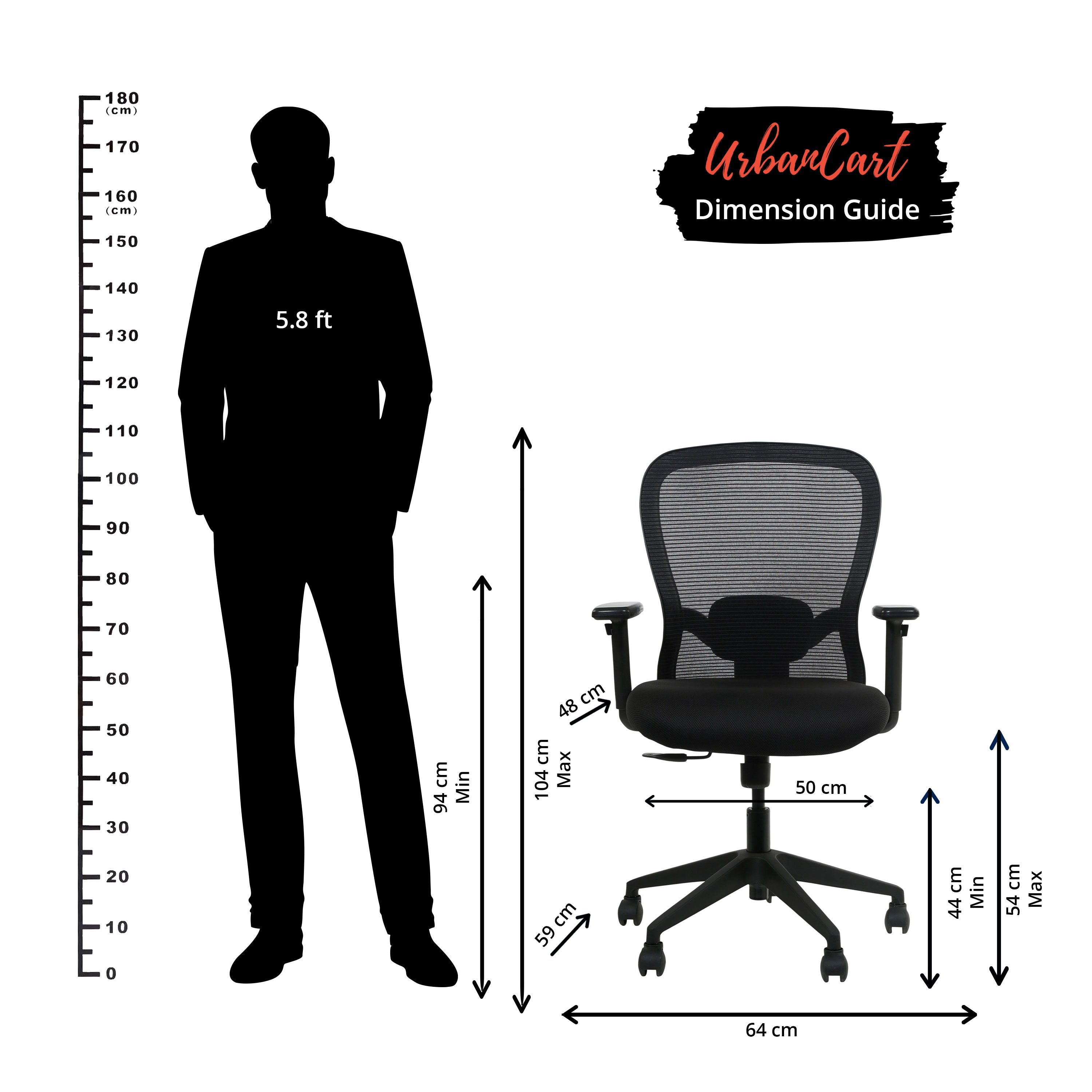 Adella Medium Back Workstation Cusion Office Chair - Black