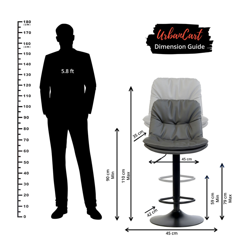 Austin Modern Barstool With Pu Leather, Adjustable Height And Swivel Seat.