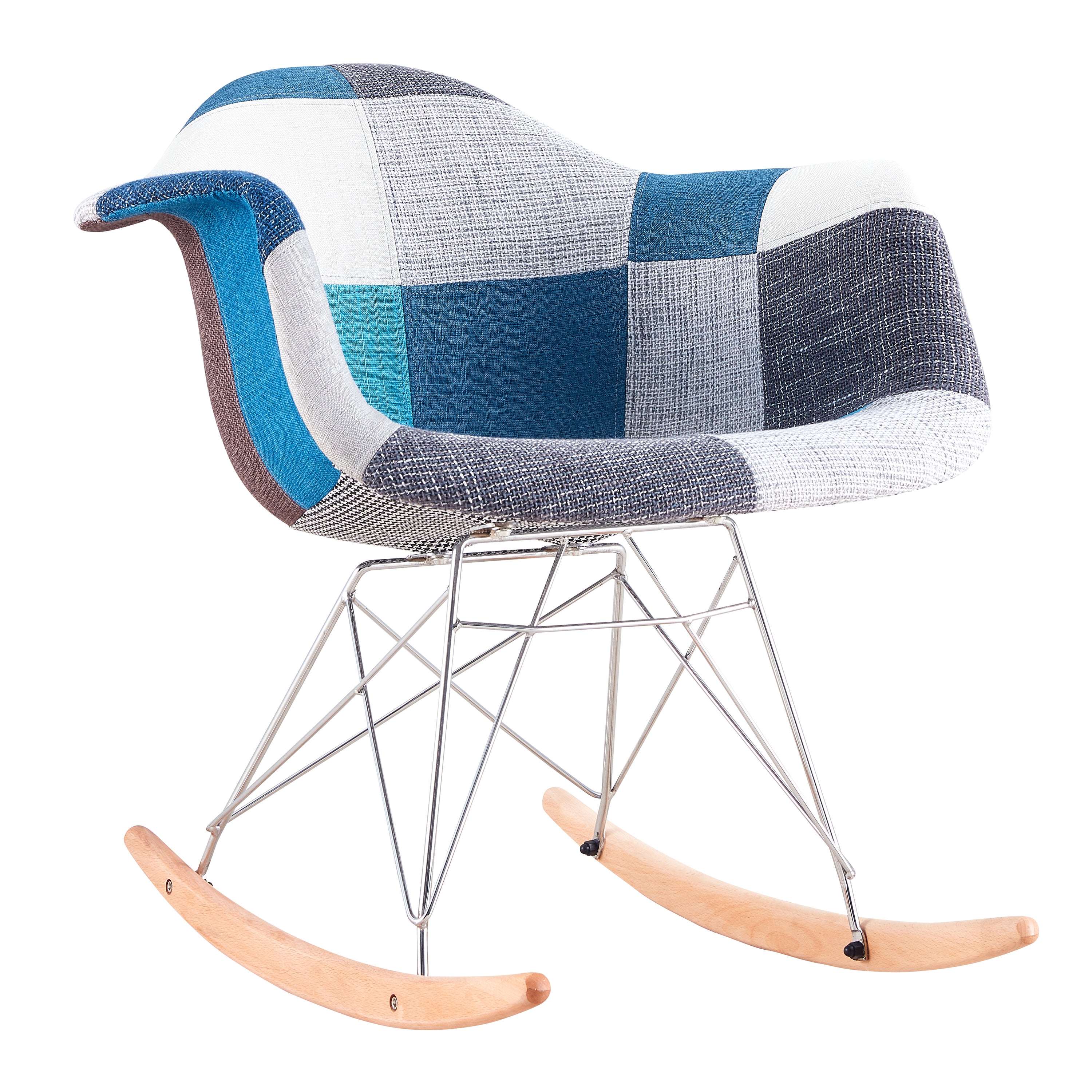Rocking Armrest Patchwork Lounge Chair - Blue Chair urbancart.in