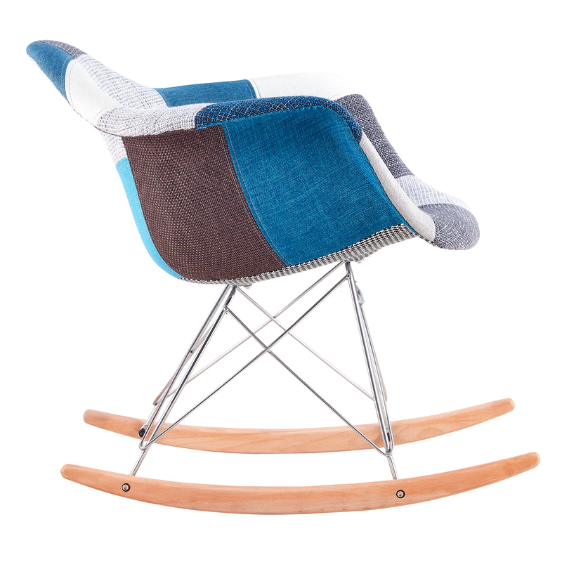 Rocking Armrest Patchwork Lounge Chair - Blue Chair urbancart.in