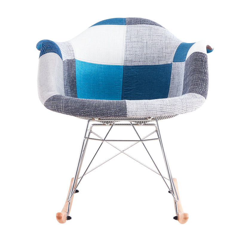 Rocking Armrest Patchwork Lounge Chair - Blue Chair urbancart.in