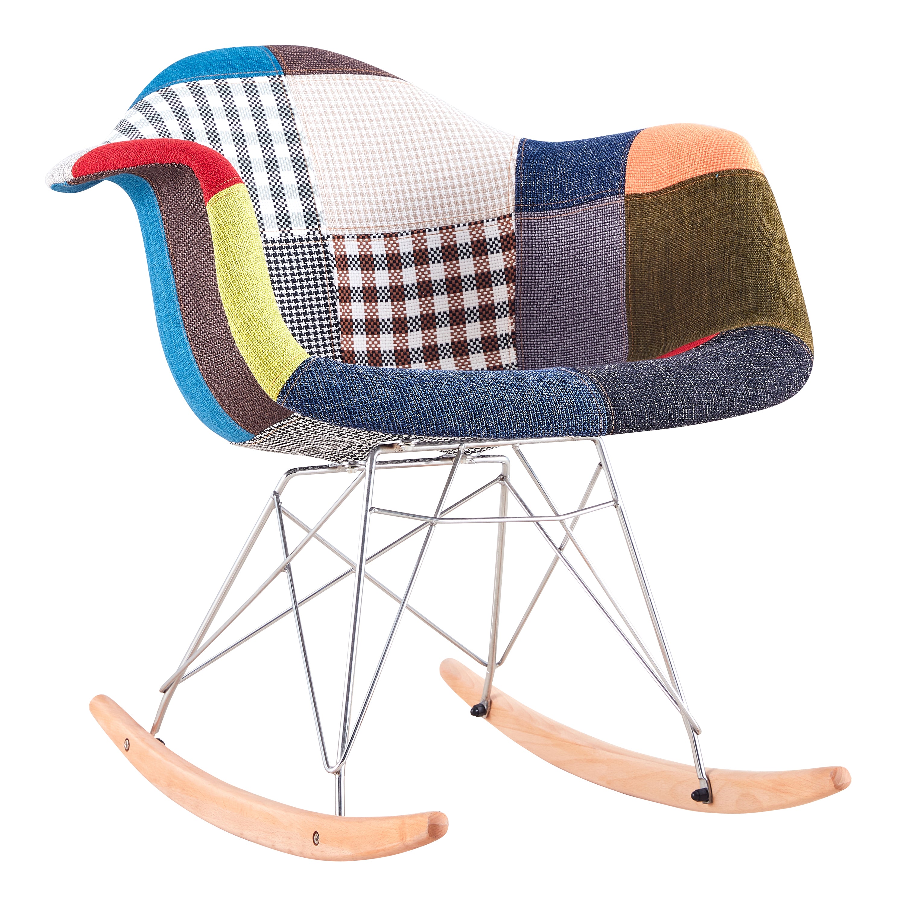Rocking Armrest Patchwork Lounge Chair - Multicolor Chair urbancart.in