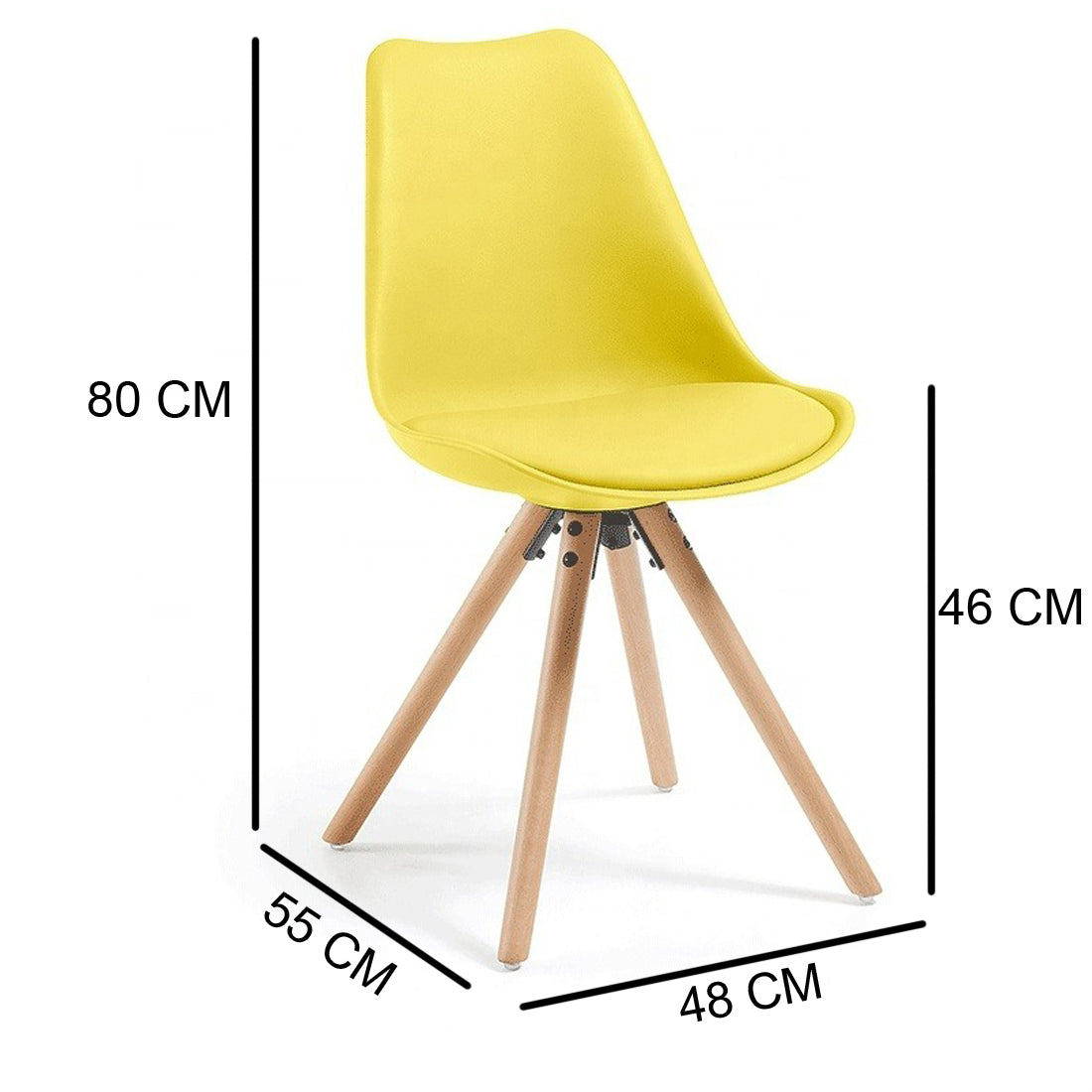 Classic Dining Chair With Cushioned Seat - Yellow Chair urbancart.in