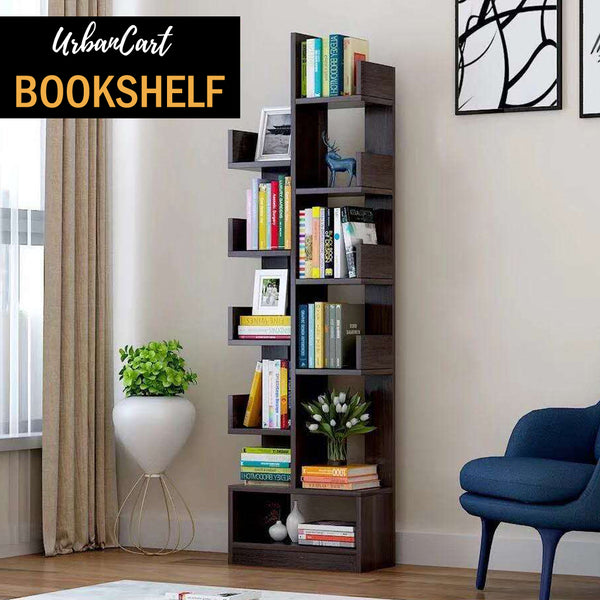 Wooden Wallshelf Book Organizer Rack - Dark Brown CABINET + BOOKSHELF urbancart.in